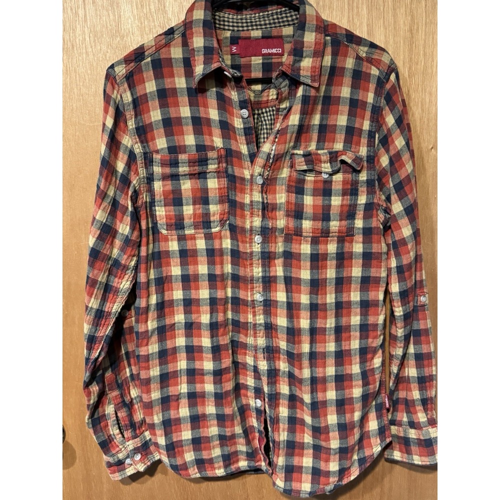 Gramicci Shirt mens Medium  Plaid Long Sleeve Button Up Casual Grunge